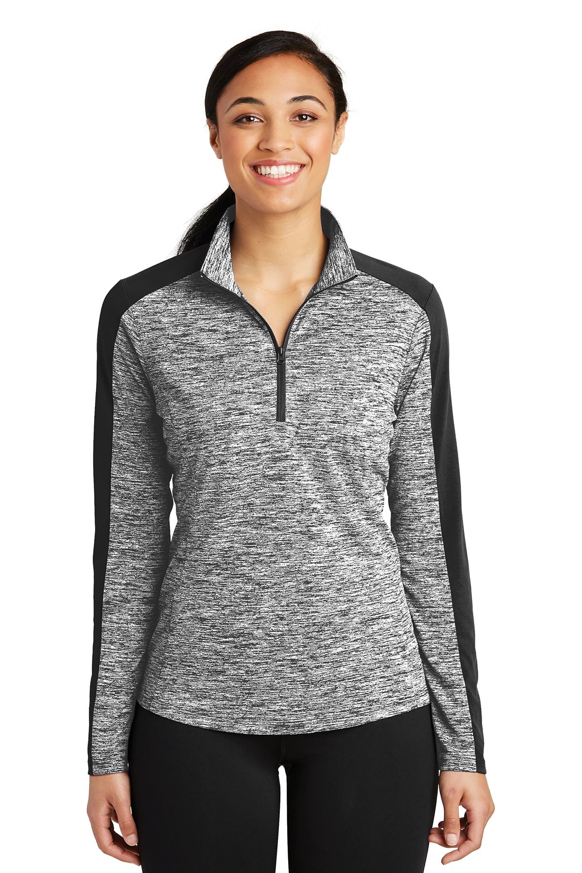 Sport-Tek® Ladies PosiCharge® Electric Heather Colorblock 1/4-Zip Pullover - Image 5