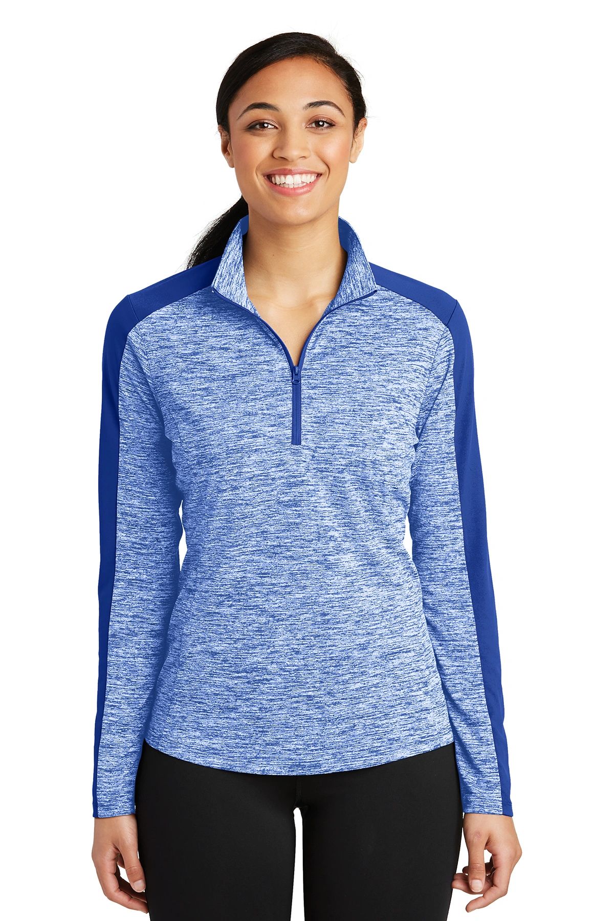 Sport-Tek® Ladies PosiCharge® Electric Heather Colorblock 1/4-Zip Pullover - Image 4