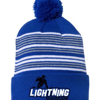 Striped Pom-Pom Knit Beanie